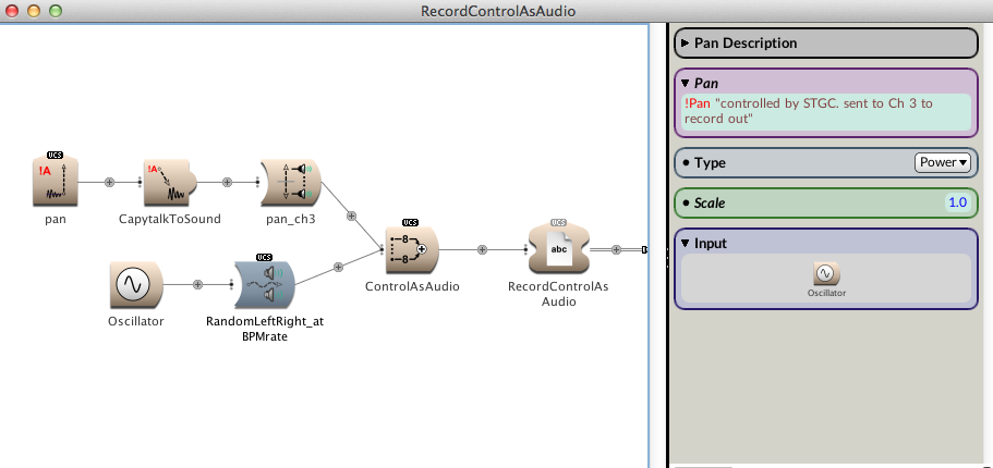 Figure 4. Recording SoundToGlobalController at Audio Rate in parallel with sound file.